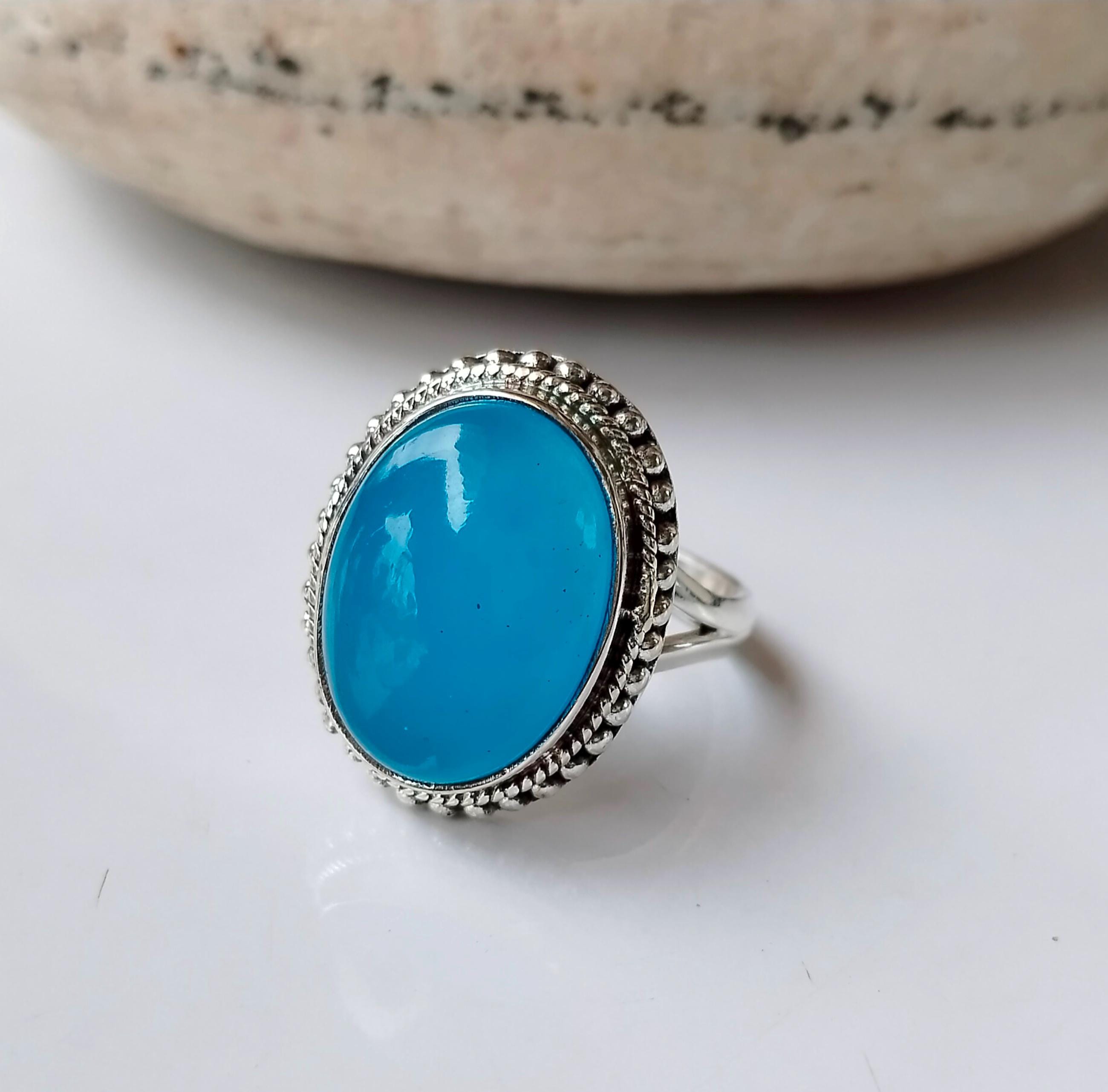 Blue chalcedony ring - Etsy 日本
