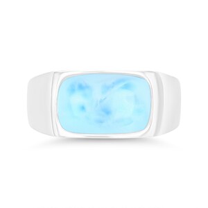 Sterling Silver Rhodium Larimar Front Fashion Ring