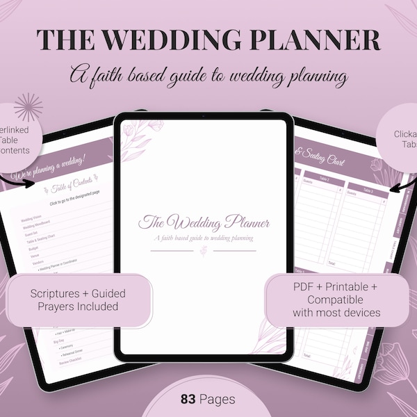 All in One Faith Based Wedding Planner, Ultimate Pdf Wedding Plan Guide Editable iPad Digital Download