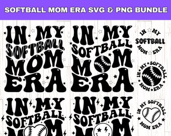 In My Softball Mom Era SVG PNG Bundle, Softball Mom SVG, Softball Mom Shirt svg, Mom Era svg, Softball Lover Svg, Retro Softball Mom svg,
