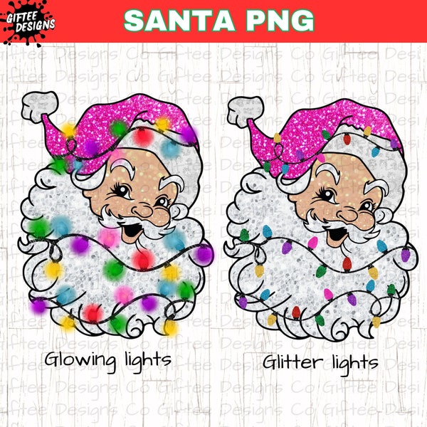 Retro Pink Santa PNG, Faux Sequin, Pink Santa Clause PNG, Santa Sublimation Design, Cute Christmas Shirt Png, Sparkly Glitter Santa Png,