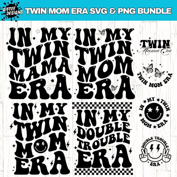 In My Twin Mom Era SVG PNG Bundle, Twin Mom svg, Expecting Mom Gift, Twin Mama png, Gender Reveal svg, Twin Mama svg, Mom of Boys svg,