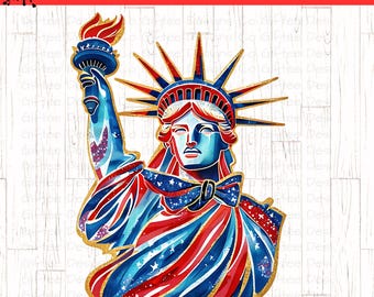 Statue of Liberty PNG, 4th of July PNG, Independence Day png, American png, Patriotic Png, Brushstroke png, USA png, American Girl png,