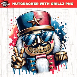 Quebra-nozes PNG, Hip Hop png, Thug Life Christmas png, Quebra-nozes com óculos de sol, Sinal de paz png, Quebra-nozes com Grillz, Urbano png,