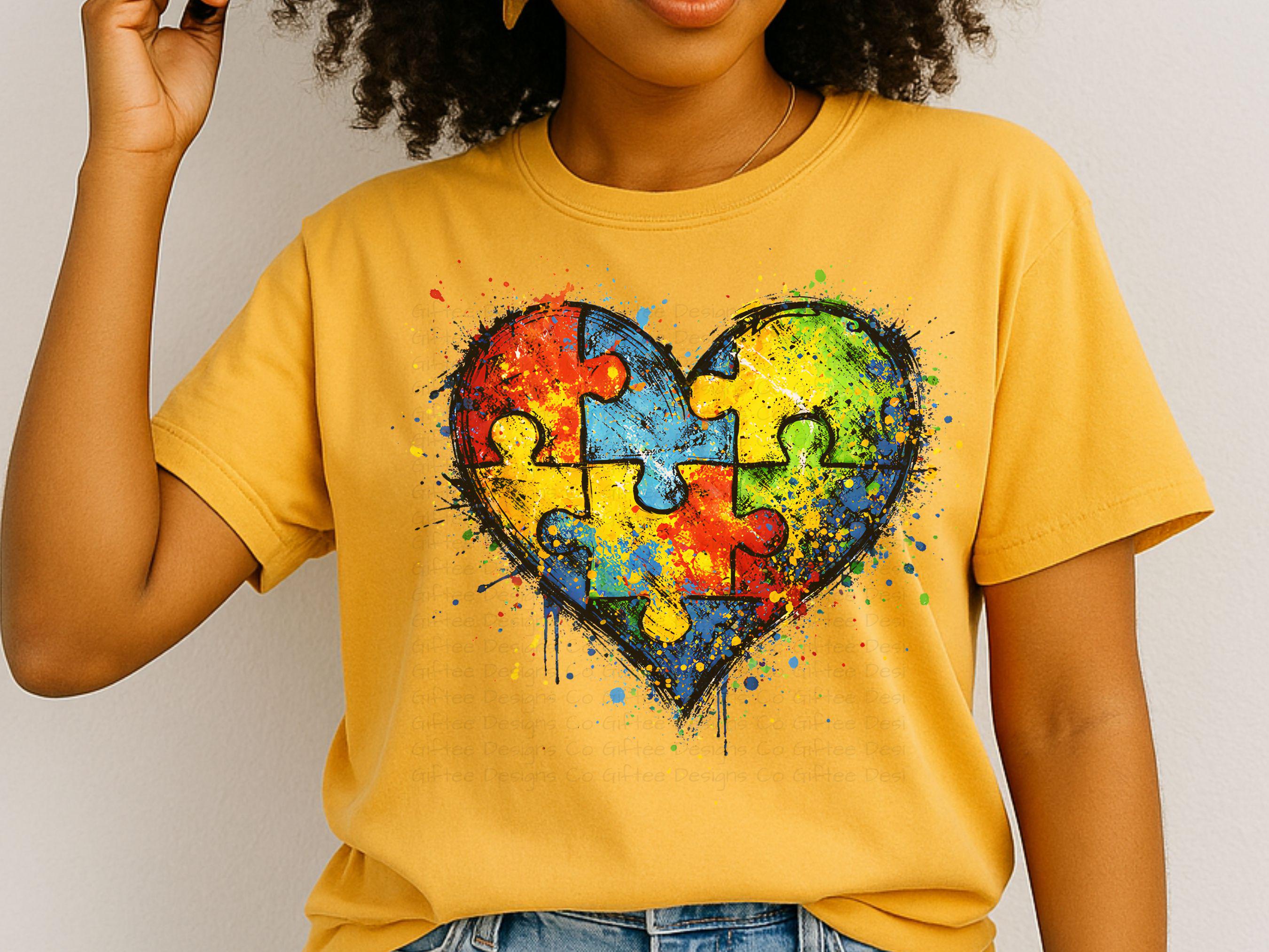 Autism Puzzle Heart PNG, Neurodiversity Heart Design, Paint Splatter ...