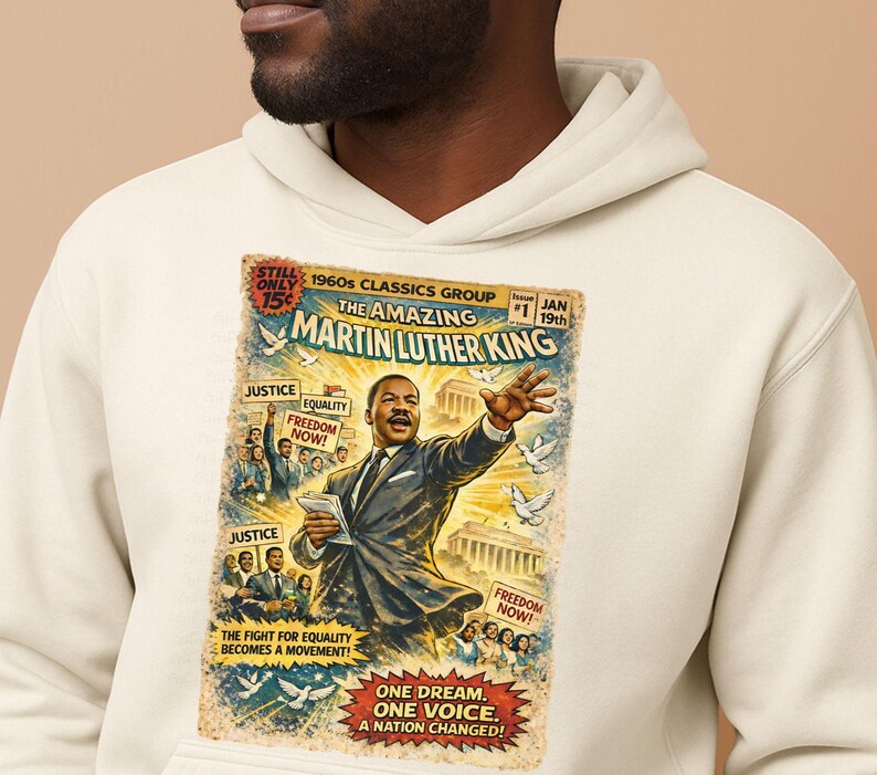 Mlk Comic Style MLK PNG, Martin Luther King Jr Vintage Comic Book Shirt Design, Black ...