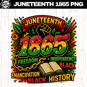 1865 Juneteenth PNG, Storia nera png, Juneteenth png, Afroamericano png, Cultura nera, Libertà png, Design a sublimazione,