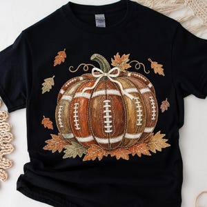 Pumpkin Football PNG, Fall Game Day Shirt Design, Football Season Sublimation Clipart, Autumn Leaves T-shirt Graphic, image 9