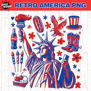 Retro America PNG, 4 de julho png, Estátua da Liberdade png, EUA png, Dia da Independência png, América png, Patriótico png, Trendy girly png,