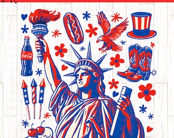 Retro America PNG, 4th of July png, Statue of Liberty png, USA png, Independence Day png, America png, Patriotic png, Trendy girly png,