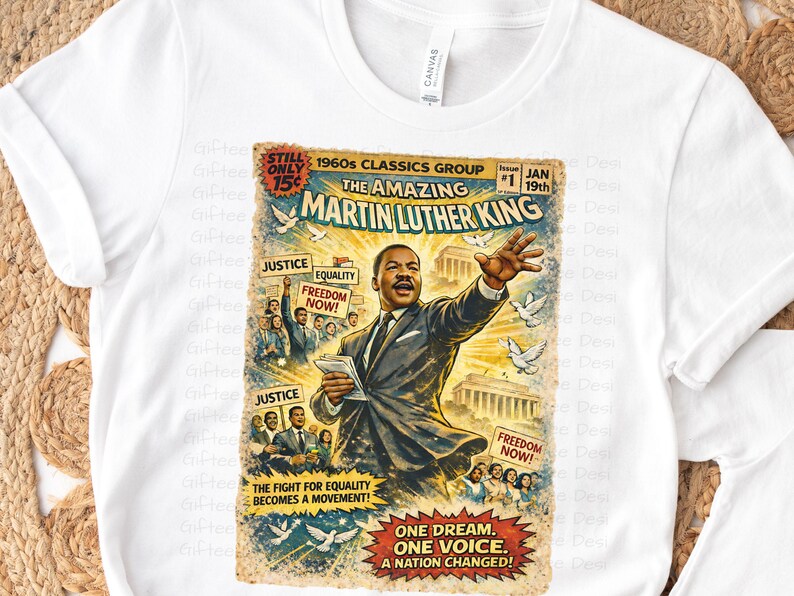 Mlk Comic Style MLK PNG, Martin Luther King Jr Vintage Comic Book Shirt Design, Black ...