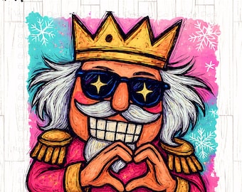 Pink Nutcracker PNG Design, Pink Christmas png, Nutcracker With Sunglasses, Christmas sublimation, Love png, Brushstroke Christmas png,