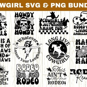 Retro Cowgirl SVG, Cowgirl svg Bundle, Western Designs svg, Rodeo svg, Country Girl svg, Western Quotes svg, Let&#39;s Go Girls svg