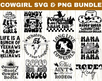 Retro Cowgirl SVG, Cowgirl svg Bundle, Western Designs svg, Rodeo svg, Country Girl svg, Western Quotes svg, Let's Go Girls svg