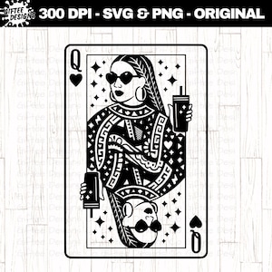 Black Queen of Hearts SVG PNG Design, Black woman png, African American Valentine’s Day png, Playing Card Digital Download.