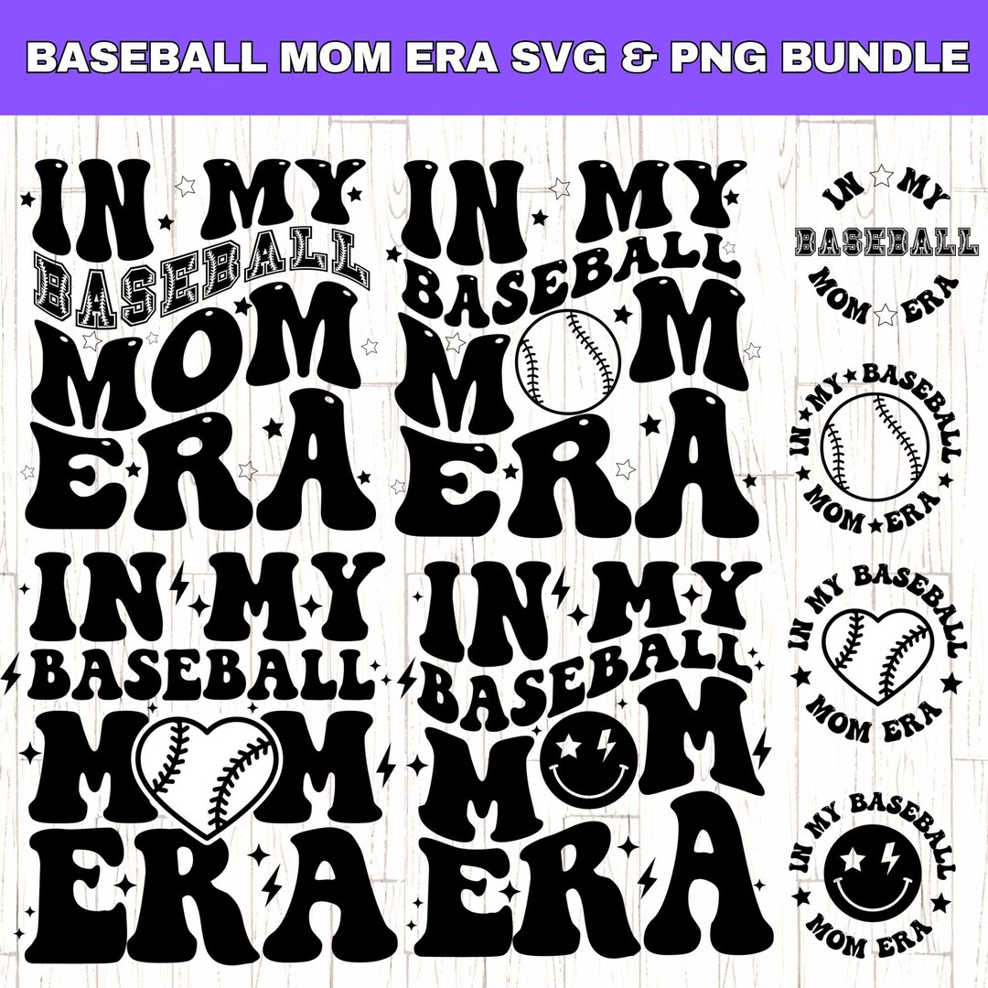 In My Baseball Mom Era SVG PNG Bundle, Baseball Mom SVG, Baseball Mom