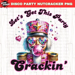 Quebra-nozes rosa png, vamos começar essa festa, Soprando bolhas PNG, Natal rosa, Bola de discoteca png, Sublimação de Natal com glitter,