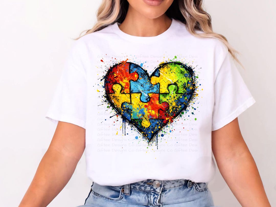 Autism Puzzle Heart PNG, Neurodiversity Heart Design, Paint Splatter ...
