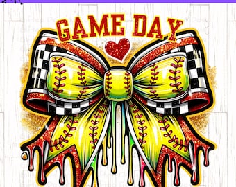 Softball Coquette Bow PNG, Softball Drip png, Game Day png, Softball Mom png, Retro Softball, Ice Cream Drip, Softball sublimation design,