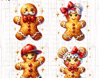 Gingerbread PNG Bundle, Family Christmas png, Gingerbread Girl, Gingerbread Man png, Red Coquette Bow png, Gingerbread Clipart,