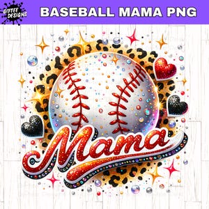 Baseball Mama PNG, Baseball Mom png, Baseball Mom Shirt png, Game Day Baseball, Retro Baseball, glitterhonkbal, luipaardprint, faux pailletten