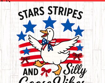 Silly Goose 4th of July PNG, Stars and stripes, Silly Goose png, Coquette American Bow png, USA png, Fourth of July png, Patriotic png,