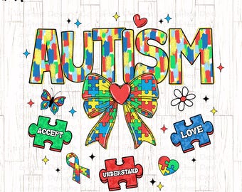 Autism Love PNG, Autism Awareness png, Autism Acceptance png, Autism Shirt png, Neurodiversity png, Autism Puzzle, Autism Coquette png,