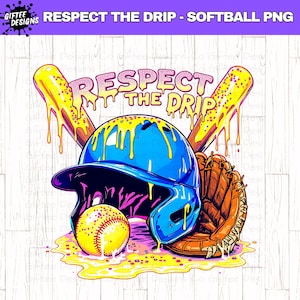 Respecteer de Drip Softball PNG, Softbal Drip PNG, Ice Cream Drip, Softball Mom, Softbalshirt png, Game Day Softball png, Retro Softbal,
