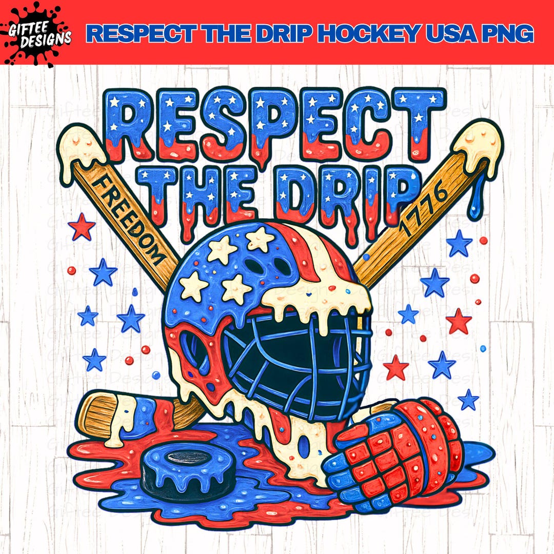 4th of July Hockey Drip PNG, Ice Cream Drip, Respect the Drip, Hockey ...