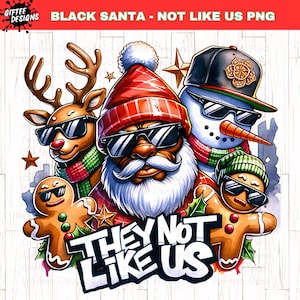 Zwarte kerstman png, They Not Like Us Christmas png, Afro-Amerikaanse kerstmis png, hiphop png, graffiti, sneeuwpop png, peperkoekmannetje png,