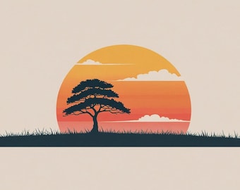 Minimalistyczna scena natury na ścianę, cyfrowy wydruk krajobrazu do pobrania, prosty wydruk krajobrazu natury, spokojna scena natury, dekoracja ścienna