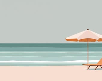 Minimalistyczna sztuka ścienna na plażę, nadmorski cyfrowy wydruk fotografii, neutralne zdjęcie plaży, minimalistyczny wystrój nadmorski do wydrukowania na ścianę, boho