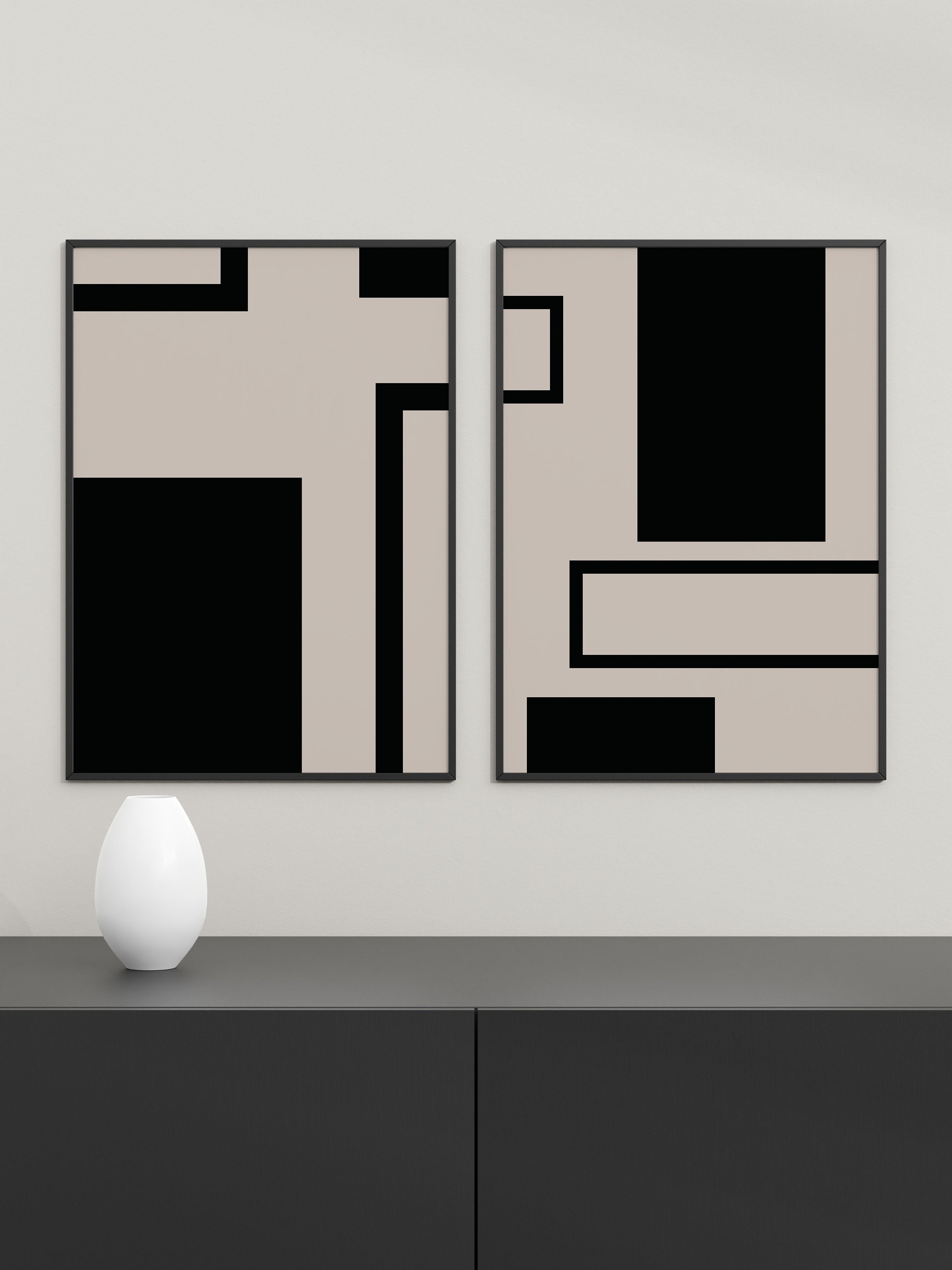 Black and White Art Geometric Wall Art Printable Poster - Etsy