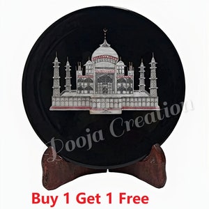 Black Marble Taj Mahal Plate For Home and Wall Decor and Gift purpose