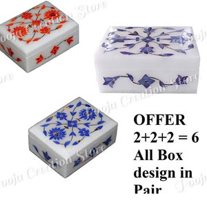 Handicraft White Marble with floral inlay work Trinket Jewelry Box for Multi Purpose Use and Perfect Gift for Women and Girls Christmas Gift