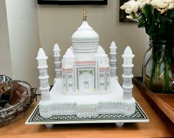Réplique de statue du Taj Mahal en marbre blanc Makrana HandiCraft, pièce maîtresse pour la maison, cadeau d'occasion, cadeau d'amour et article de décoration - cadeau pour la Saint-Valentin