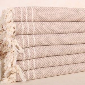 Throw Blanket, Decorative Blanket, Diamond Throw, 71x95 Inches Beige Cotton Throw, Bachelorette Gifts, Bachelorette Party Favors Beach,