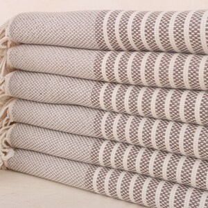 40x75 Inches Brown Cotton Towel, Striped Towel, Personalized Bridesmaid Gift, Personalized Turkish Towel, Wedding Gift, Bridal Gifts,