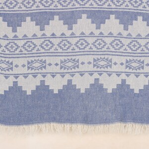 56x85 Inches Sax Blue Cotton Blanket, Tablecloth, Monogram Blanket, Kilim Blanket, Housewarming Gift, Wedding Gift Ideas,
