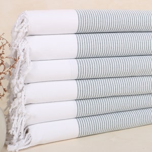 Hanging Kitchen Towel, Wedding Gift Towels, Khaki Green Towel, Striped Towel, 18x40 Inches Gift For Her, Little Towel, Bulk Order Towel,