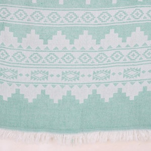 Bachelorette Gifts, Throw Blanket Couch, Kilim Blanket, Turkish Blanket, 56x83 Inches Green Cotton Blanket, Handmade Gift,