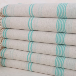 Bridesmaid Gift Towel, Summer Gift, Personalized Turkish Towel, Striped Towel, 36x71 Inches Green Cotton Towel, Handmade Gift,