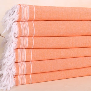 Decorative Blanket, Throw Blanket, 56x91 Inches Orange Cotton Throw, Striped Throw, Bachelorette Gifts, Embroidery Bedspread,