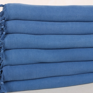 Stonewashed Diamond Throw, Custom Wedding Gifts, Decorative Blanket, Bridesmaid Gifts, 79x107 Inches Sax Blue Cotton Throw, Organic Blanket,