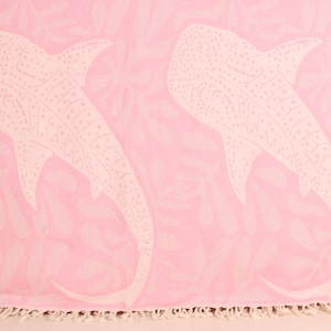 Custom Blanket, Whale Design Throw, 91x99 Inches Pink Cotton Throw, Woven Throw Blanket, Bedspread, Bridal Shower Favor,