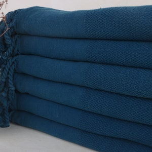 Stonewashed Towel, Gift For Him, Custom Gifts, Bath Towel, Bridal Shower Gift, 32&quot;x71&quot; Petrol Blue Cotton Towel, Pool Towels,
