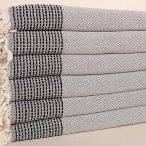 Decorative Blanket, 91x95 Inches Navy Cotton Blanket, Striped Blanket, Bedspread, Housewarming Gift, Unique Gift,