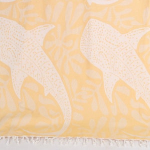 Whale Design Throw, 91x99 Inches Mustard Cotton Throw, Wedding Favors, Tablecloth, Bedspread, Bachelor Bachelorette Party Favors,