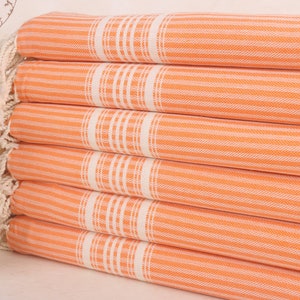 Striped Towel, Personalized Bridesmaid Gift, 38x67 Inches Orange Cotton Towel, Bachelorette Party Favors, Bridesmaid Gift, Boyfriend Gift,