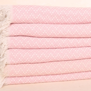 67x75 Inches Light Powder Pink Cotton Throw, Bridesmaid Gifts, Bridal Shower Gift, Herringbone Throw, Custom Wedding Gifts, Gift Boxes,